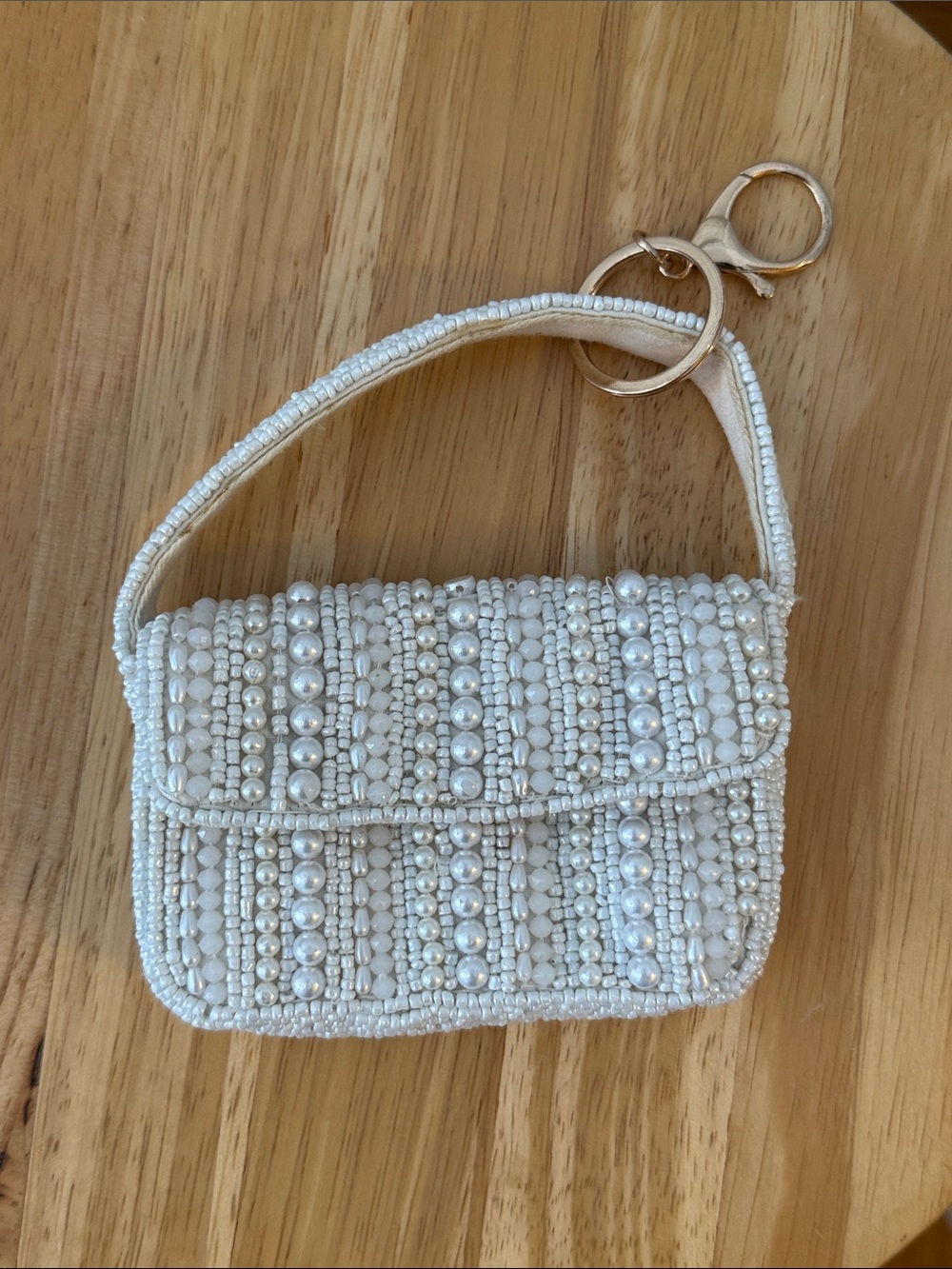 Anthropologie Fiona White Beaded Bag